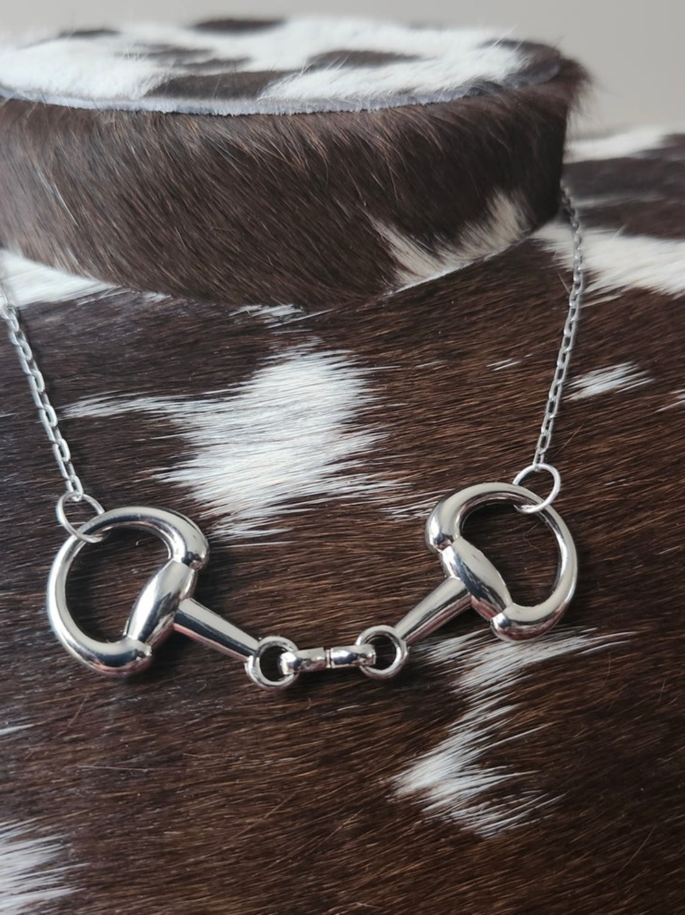 Stainless Steel Horse Snaffle Bit Necklace - Silver Tone Pendant